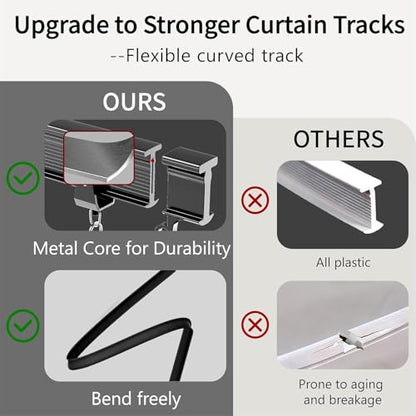Flexible Ceiling Curtain Track Ceiling Mount, Curved Curtain Rod, Sliding Curtains Track, Room Divider, Shower Curtain Rod, Wall Divider, 16.4 FT/ 5 M, Black