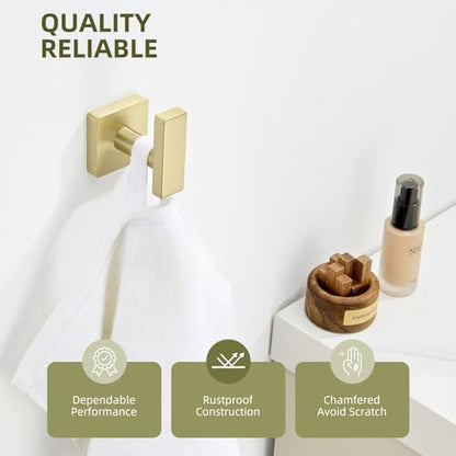 Angle Simple Bathroom Towel Hook, Coat Robe Hook for Wall, Brushed Gold | Rustproof SUS304 Stainless Steel, Hand Towel Holder for Hat Shirt Scarf, Keep Kitchen Cabinet Hallway Tidy, Screw Mount - color: Brushed Gold