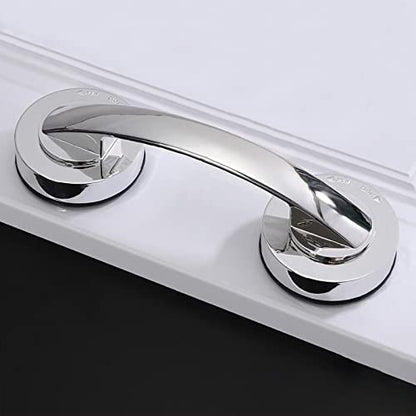 Glass Handle, Suction Cup Handle, Suitable for Bathroom Sliding Door, Cabinet, Terrace Sliding Door, Shower Handrail. No Hole Punching - color: Large silver