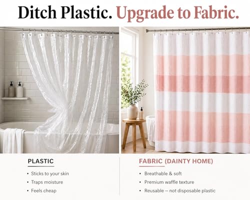 Dainty Home Ombre Waffle Weave Shower Curtain 70 x 72 Blush Textured Fabric Shower Curtain, Hotel Style Waffle Weave Bathroom Curtain, Water Resistant Polyester Ombre Shower Curtain - color: Textured Blush