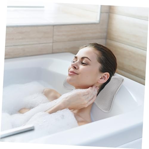NOLITOY 1pc Non-Slip Bathtub Pillow Suction Cups for Head and Neck Support Comfortable Grey Cushion for Spa and Relaxation Bathtubs Material for Maximum Grip