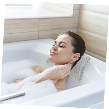 NOLITOY 1pc Non-Slip Bathtub Pillow Suction Cups for Head and Neck Support Comfortable Grey Cushion for Spa and Relaxation Bathtubs Material for Maximum Grip