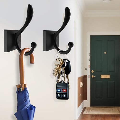 TOFIIGREM 5-Pack Matte Black Coat Hat Hooks, Towel Robe Hook for Wall Hanging Key, Bag, Bathrobe,Mudroom Hallway Decorative Bathroom Towels Double Hanger - size: "Phoenix tail" Shape 5 Pack