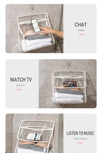 Waterproof Bathroom Storage Bag Wall Hanging Organizer with Clear Window, Shower Clothes Storage Holder for Towels, Laundry & Bath Essentials, Space Saving Hanging Bag for Bathroom Door or Wall