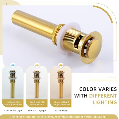 Angle Simple Pop Up Sink Drain Stopper with Overflow, Deep Titanium Gold | Brass Bathroom Sink Stopper Replacement, Fits Lavatory & Vanity Sink with 1.61 to 2 Inches Drain Hole - color: Deep Titanium Gold