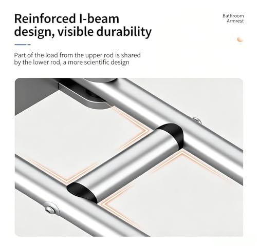 23.7 Inch Flip Up Toilet Handrail,Wall Mount Non-Slip Aluminum Alloy Support Armrest for Home,Hospital,Nursing Home & People with Limited Mobility,300Lbs Load Capacity - color: Silver