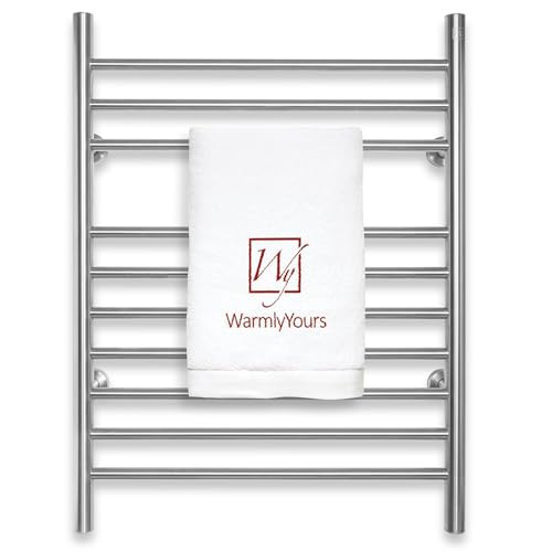 Heated Towel Rack, 10-Bar Wall-Mounted Electric Towel Warmer, Brushed Stainless Steel, Plug-in or Hardwired, Luxury Bathroom Accessory for Warm, Dry Towels (WarmlyYours Infinity) - color: Brushed Stainless Steel