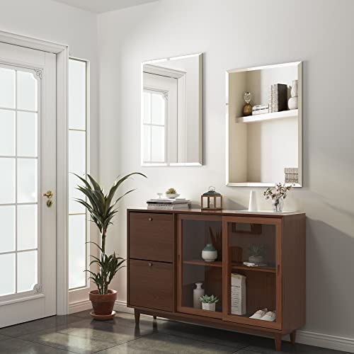 36x24 Frameless Beveled Rectangle Bathroom Mirror | Tempered - color: Rectangular, size: 36"L x 24"W