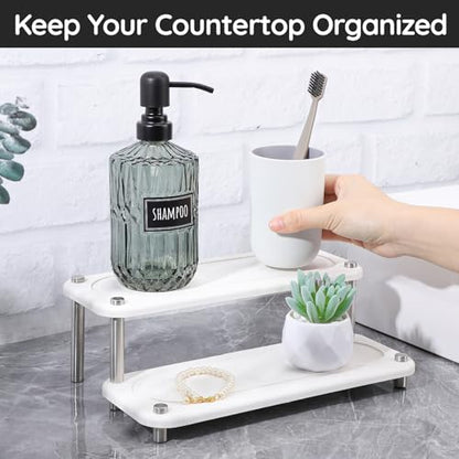 Segbeauty 2 Tier Instant Dry Counter Organizer, 11x4.3in Quick Dry Diatomaceous Earth Stone Drying Tray, Water Absorbing Stone Fast Drying Countertop Rack Sponge Soap Holder for Kitchen Bathroom White - color: Pure White