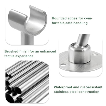 Stainless Steel Shower Head Holder, Silver | 360° Adjustable, Wall Mount Bracket, Screw Installation, Handheld Spray Holder