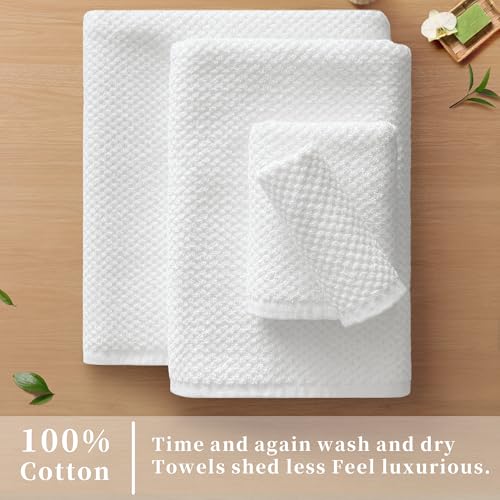 VOOVA & MOVAS Popcorn Textured Hand Towels, 4PC Large 16" x 28", 100% Cotton | Thick | Quick Dry | Absorbent, Hand Towels for Showering, Bathroom Essentials, Ivory - size: 4PC Hand Towels (16"x28")