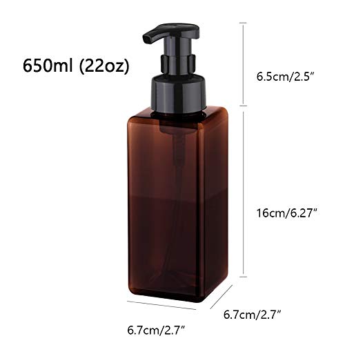 Foaming Soap Dispenser, 22oz Plastic Refillable Pump Bottle, 2 Pack, Amber | Hand Dispenser for Liquid Soap, Shampoo & Body Wash – Saves Soap with Rich Foam, Reusable, Easy to Refill, BPA-Free - color: Amber, size: 22 oz (2 Pack)