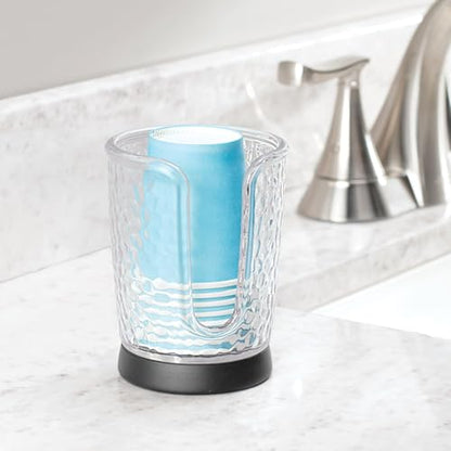 iDesign Paper Bathroom-Holds 3 oz Includes 8 Clear/Black Rain Disposable Cup Dispenser - color: Clear/Black