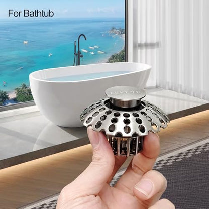 LEKEYE Tub Stopper | Shower Drain Hair Catcher | Bathroom Bathtub Plug | Pop Up Bathtub Drain Stopper for 1-1/2" to 1-3/4" Bath Drain Hole - Brushed Nickel - style: 2076