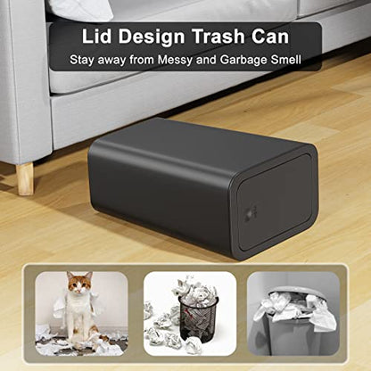 N. NETDOT 3 Pack Small Trash Can with lid, 3 Gallon Bathroom Trash Can,Garbage Can Slim Trash Bin Waste Basket for Bathroom,Kitchen,Bedroom,Living Room,Office,Laundry - Black - color: Black, size: 3 X 3 Gal