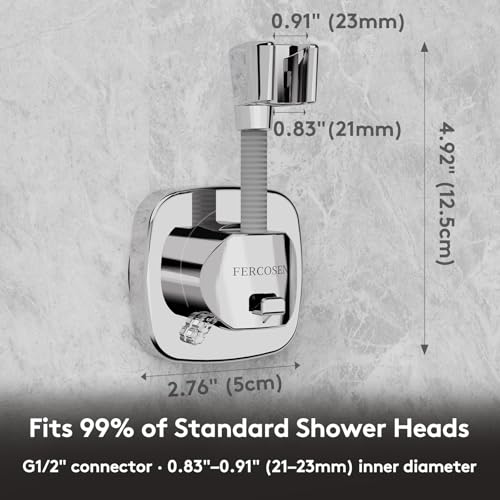 Shower Head Holder with Suction | 360° Swivel | Silver | Tool-free install in seconds, 360° swivel head, 10kg built-in storage hook, removable, rust-resistant, strong suction grip - color: Silver