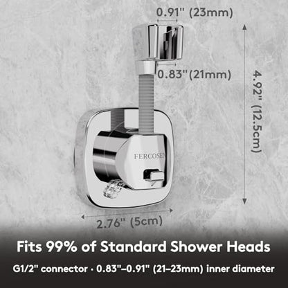 Shower Head Holder with Suction | 360° Swivel | Gray | Tool-free install in seconds, 360° swivel head, 10kg built-in storage hook, removable, rust-resistant, strong suction grip - color: Gray