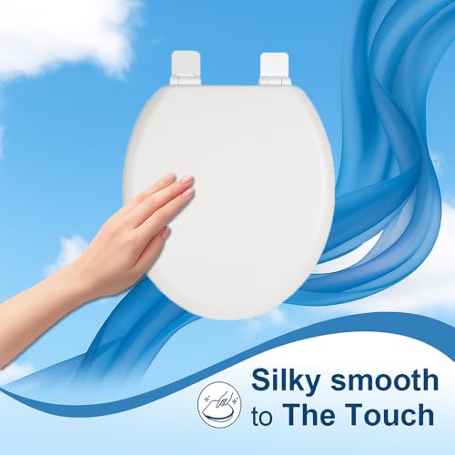 Toilet Seat, Slow Close, Soft Touch, Ultra-Smooth Matte Finish (No Orange-Peel Texture), Premium Moulded Wood, Quick Release, White, PIKLiDS (Round) - size: Round