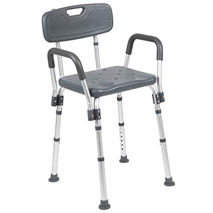 Flash Furniture HERCULES Series 300 Lb. Capacity Adjustable Gray Bath & Shower Chair with Quick Release Back & Arms - color: Grey