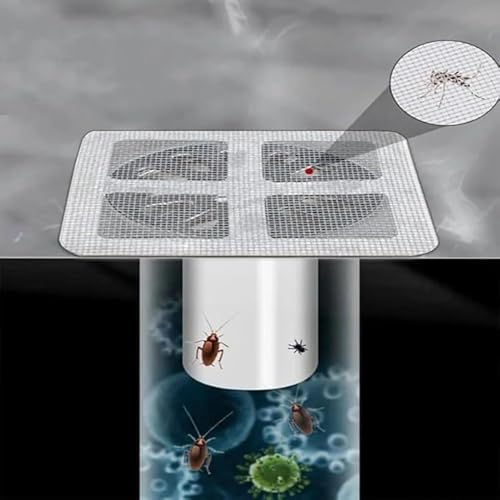 Disposable Shower Drain Hair Catcher Mesh Stickers, 10 Count | Bathroom Sink and Tub Drain Strainers, Stainless Steel Hair Catcher, Fits Dishwashing Sink, Fits Bathroom