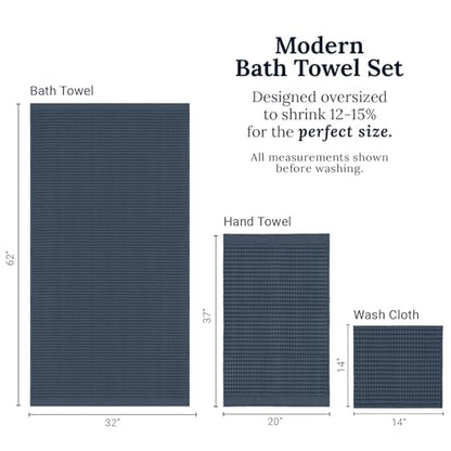 GILDEN TREE Waffle Towel Set Quick Dry Thin | 2 Bath Towels | 2 Hand Towels | 2 Washcloths, Modern Style (Midnight Blue) - color: Midnight Blue, size: Bath Towel Set