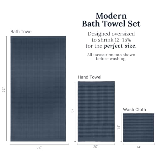 GILDEN TREE Waffle Towel Set Quick Dry Thin | 2 Bath Towels | 2 Hand Towels | 2 Washcloths, Modern Style (Midnight Blue) - color: Midnight Blue, size: Bath Towel Set