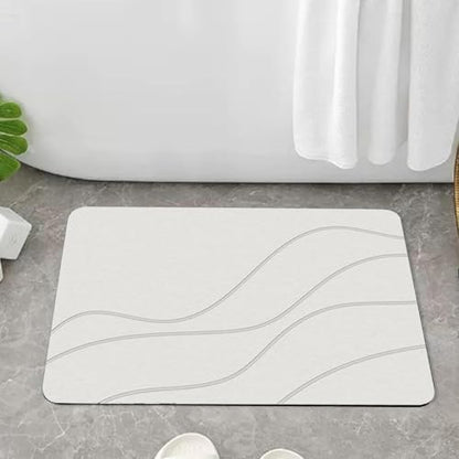 Matmend Bath Mat, Stone Bath Mat Diatomaceous Earth Quick Drying Non-Slip Shower Mats, Water Absorbing Rug Outside Shower, Diatomaceous Earth Stone Material (White) - color: White