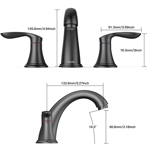 Bathroom Sink Faucet, Faucet for Bathroom Sink, Widespread Matte Black Bathroom Faucet 3 Hole with Plastic Pop Up Drain and cUPC Lead-Free Hose - (Matte Black 2 Packs) - color: Matte Black, size: 8 inch 2 packs