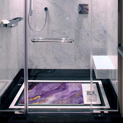 Baby Bath Mat Non Slip 26.8"x15.1" Bathtub Mat for Baby Eco Friendly Durable Bath Mat for Tub Non Slip Kids Tub Mat with Suction Cups, Purple Marble Texture - color: Multi 14
