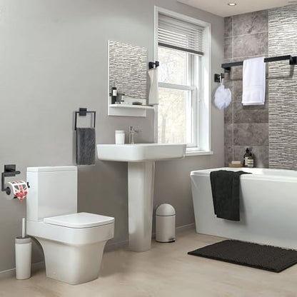 YACVCL 5 Pieces Black Bathroom Accessorie Set 23.6 Inch Towel Bar Set,SUS304Stainless Steel Bathroom Hardware Set,Wall Mounted Towel Holder Set for Bathroom - color: Black