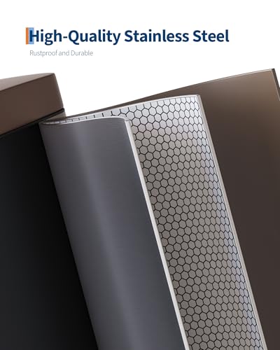 2.6 Gal / 10 L Metal Bathroom Trash Can with Lid, Slim Step-On Garbage Can with Soft Close Lid, Stainless Steel Waterproof Trash Bin for Bedroom with Inner Bucket, Rear Handle, Brown - color: Brown