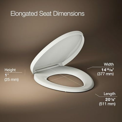 KOHLER K-26801-NY Impro ReadyLatch Quiet Close Elongated Toilet Seat, Dune, Grip-Tight Hardware, Quiet-close Lid Prevents Slamming - color: Dune, size: Elongated