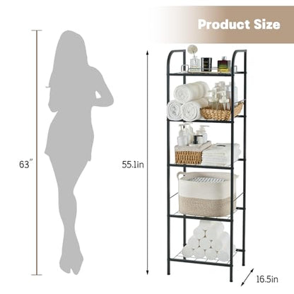 Towel Racks for Bathroom，5-Story Free Standing Towel Holder,Durable Metal Towel Organizer,Pool Towel Storage,Modern Bath Towel Shelf for Bathroom, Home, Poolside