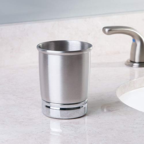 iDesign York Metal Tumbler, Split Finish | Makeup Brush Holder, Toothbrush Holder, 3.25" x 3.25" x 4.25", For Bathroom, Countertop, Desk, Dorm, Vanity - style: Pack of 1