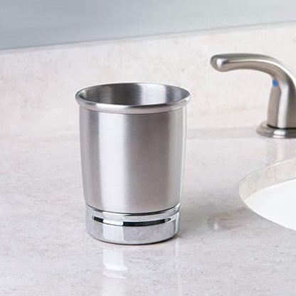 iDesign York Metal Tumbler, Split Finish | Makeup Brush Holder, Toothbrush Holder, 3.25" x 3.25" x 4.25", For Bathroom, Countertop, Desk, Dorm, Vanity - style: Pack of 1