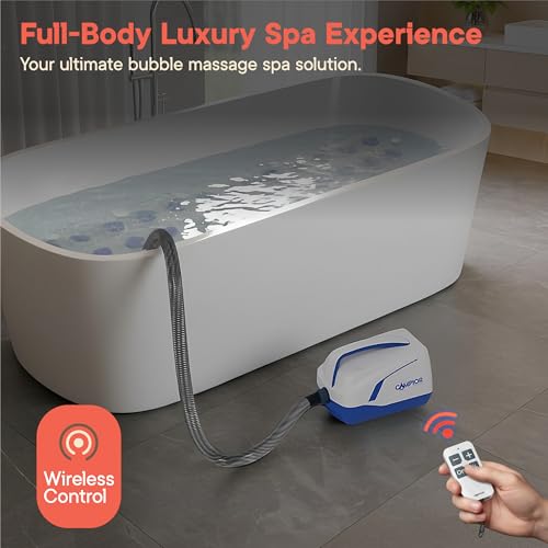 Bubble Bath Massager Mat for Bathtub, 47.24" x 14.57" Full-Body Heated Air Spa with 6-Level Adjustable Bubbles, Non-Slip Waterproof Design, Remote Control, For Stress, Muscle Relief & Relaxation, Blue - color: Blue