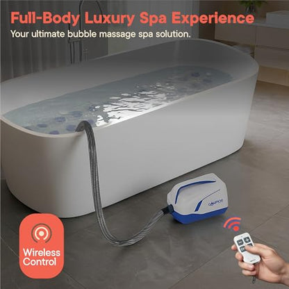 Bubble Bath Massager Mat for Bathtub, 47.24" x 14.57" Full-Body Heated Air Spa with 6-Level Adjustable Bubbles, Non-Slip Waterproof Design, Remote Control, For Stress, Muscle Relief & Relaxation, Blue - color: Blue