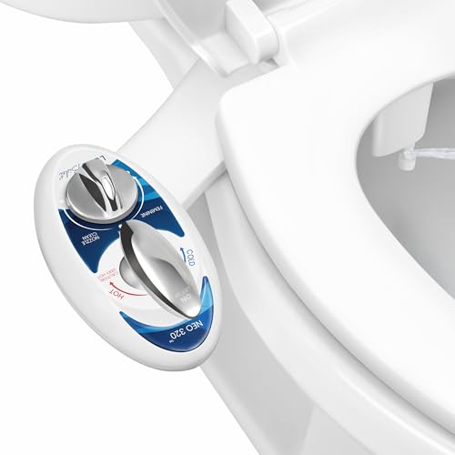 LUXE Bidet NEO 320 - Warm Water Bidet Attachment for Toilet Seat, Blue | Non-Electric, Warm Water, Dual Nozzle, Self-Cleaning, Adjustable Water Pressure, Rear & Feminine Wash - color: Blue