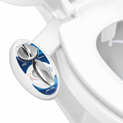 LUXE Bidet NEO 320 - Warm Water Bidet Attachment for Toilet Seat, Blue | Non-Electric, Warm Water, Dual Nozzle, Self-Cleaning, Adjustable Water Pressure, Rear & Feminine Wash - color: Blue