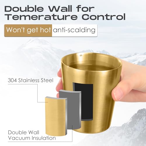 Mimorou 8 Pack Stainless Steel Insulated Cup 8.8 oz Metal Tumbler Double Wall Vacuum Water Glasses Camping Reusable Mugs BBQ Home Office Party Coffee(Gold) - color: Gold, size: 8.8 oz