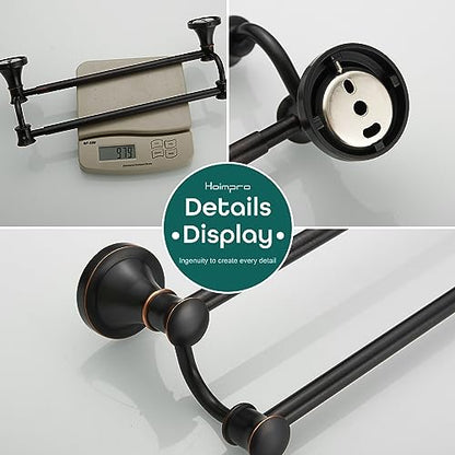 Hoimpro Adjustable Retractable 15-27 Inches Stainless Steel Bathroom Towel Bar, Bathroom Accessories Bath Hotel Double Towel Bar Rod Hanger Wall Mounted Towel Holder Towel Rack, Oil Rubbed Bronze | Oil Rubber Bronze, Adjustable 16-26", Wall Mounted, Stain