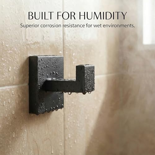 Matte Black Bathroom Hardware Set 5-Piece, Modern Square SUS304 Stainless Steel Bath Accessory Kit with 23.6" Towel Bar - color: Matte Black