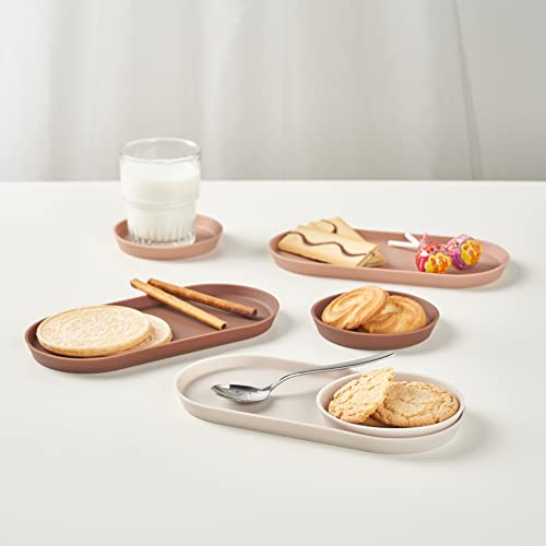 Blue Ginkgo Mini Silicone Trays – Set of 6 Easy-Clean Organizers for Bathroom, Kitchen, Desk, Vanity, and Cosmetics (Brown, Tan, Ivory) - color: Brown