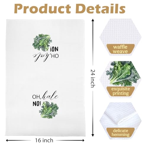 Funny Foodie Kitchen Towels Set - Vegetarian Gifts Decorative Waffle Dish Towels, Funny Hostess Gifts Hand Towel, Housewarming Gift Tea Towel, 16x24 Inches Set of 4 - color: Foodie- 02