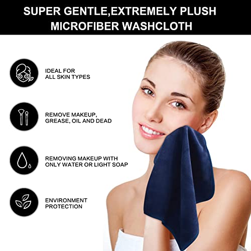 Microfiber Facial Cloths Fast Drying Washcloth 12inch x 12inch (6pack, Navy Blue) - color: Navy Blue, size: 1 Count (Pack of 6)