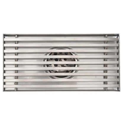 304 Stainless Steel Linear Shower Drain 8 Inch Long 20x10 cm Rectangular Floor Grate for 50 mm Pipe Middle Outlet (Middle Drain) - size: Middle Drain