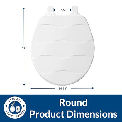 Mayfair Sculptured Basketweave Slow Close Toilet Seat, Easy Clean Hinges with Durable Wood Seat, Made in USA, Round, White - size: Round, style: Basket Weave