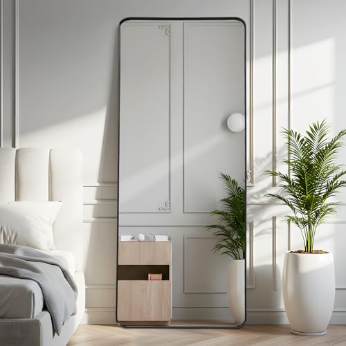 Anpark Rectangle Mirror Full Length 30" x 71" Large Floor Mirror Black Shadow Box Frame Wall Mounted for Home Decor Hanging Leaning Wall Full Body Dressing for Closet Bedroom - color: Black, size: 71"L x 30"W