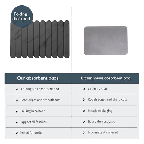 24"×16" Grey Stone Dish Drying Mats for Kitchen Counter, Large Quick Dry Collapsible Eco-Friendly Super Absorbent Diatomaceous Earth Heat-resistant Mat for Dishes Bottles Cups, Match Any Countertop - color: Dark Grey-l07 Marble Pattern