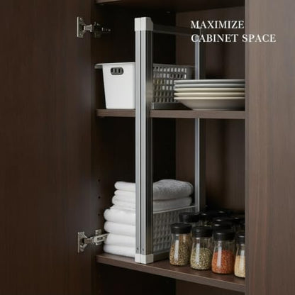 Telescopic Shelf Organizer, Adjustable Stainless Steel Cabinet Divider for Under Sink, Kitchen, Bathroom, and Closet Storage - size: 9.84 x 5.71 x 4.53 in